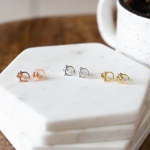 Dainty Kitty Head Earrings Jewelry Cat Lover Gift